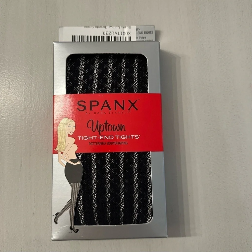 SPANX by Sara Blakely Uptown Tight-End Tights Balck Tuxedo Stripe Sz 968/B NWT